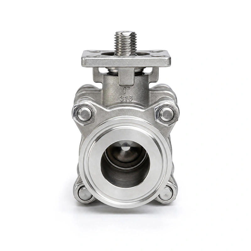 3PC Encapsulated ອັນເຕັມທີ່ Tri-clamp Ball Valve ກັບ ISO 5211 Pading Pad