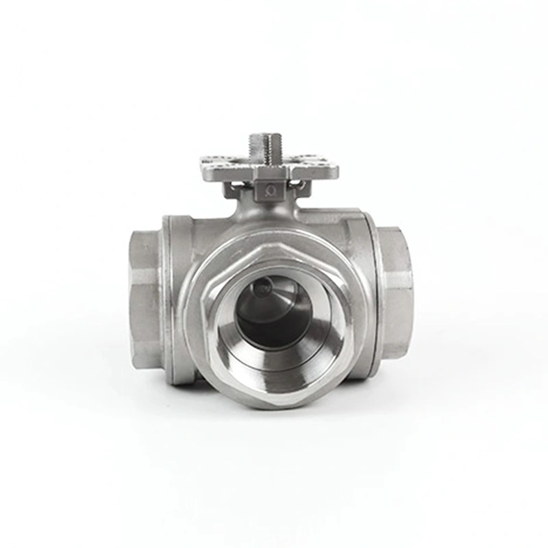 Three Way Ball Valve ກັບ ISO 5211 Direct Mounting Pad L Port